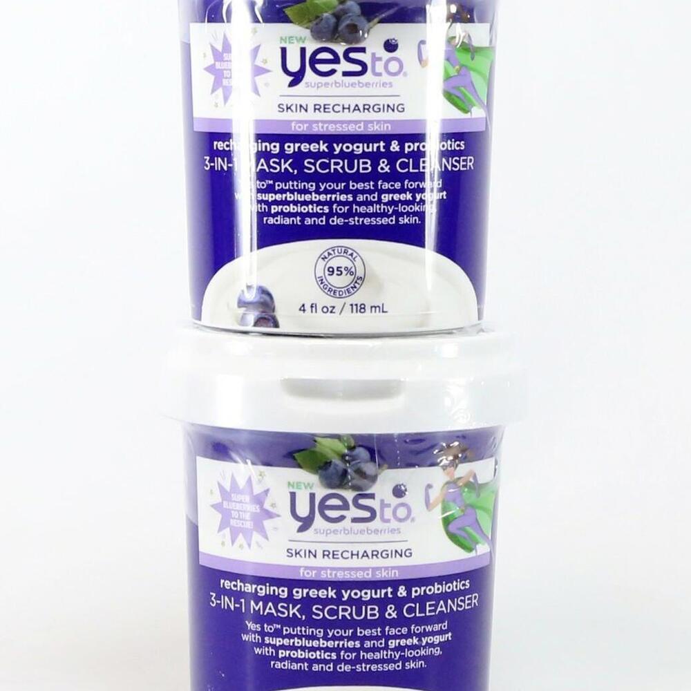 YesTo Super Blueberries Recharging Yogurt&Probiotics 3-in-1 Mask,Scrub &Cleanser